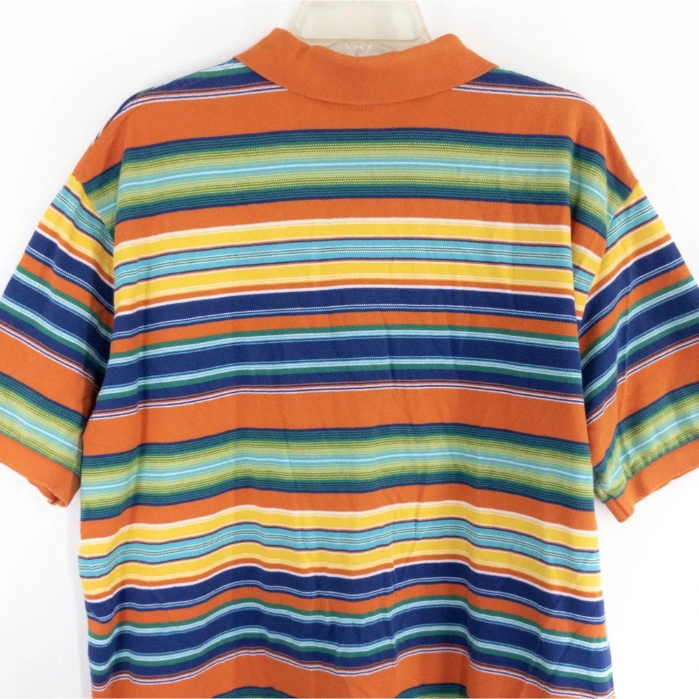 Vintage Polo Ralph Lauren Men's XXL Multicolor Striped Mesh Polo Shirt